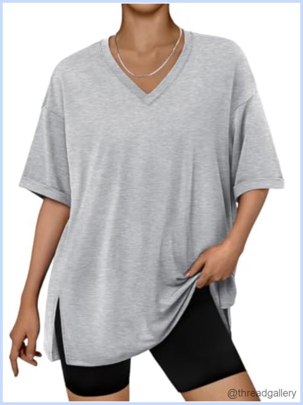 Plus Size Oversized V Neck Tshirt Workout Top Loose Fit